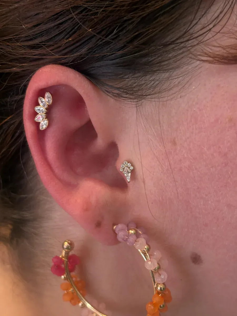 Piercing papillon, cartilage doré